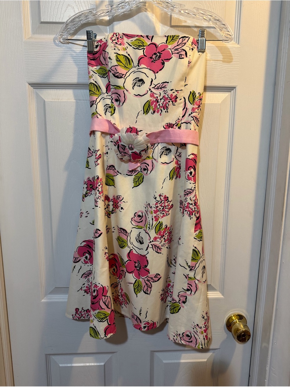 ANN TAYLOR LOFT Women Floral Dress Belted Floral Accent Woven Lined Size 0P